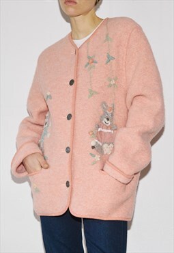 Vintage pink bunny cardigan