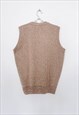 VINTAGE WOOLRICH PREPPY BROWN V-NECK KNIT VEST UNISEX M/L