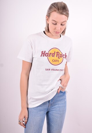 HARD ROCK CAFE WOMENS VINTAGE T-SHIRT TOP SMALL WHITE 90'S