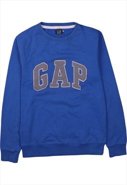 Vintage 90's Gap Sweatshirt Spellout Crew Neck Blue Small