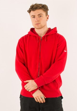 VINTAGE RED NIKE FULL ZIP HOODIE PULLOVER LARGE