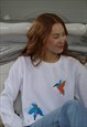 EMBROIDERED KINGFISHER SWEATER