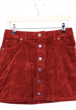 Vintage Corduroy Skirt Burnt Orange Button Up Mini Cord 90s 