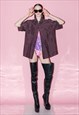 90'S VINTAGE SILKY OVERSIZED BUTTON-UP SHIRT IN BURGUNDY