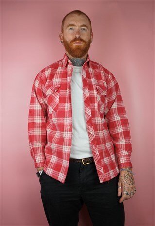 VINTAGE 1990S RED CHECK FLANNEL SHIRT