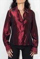 Vintage Late 90s Goth Grunge Vampy Red Button Up Shirt 
