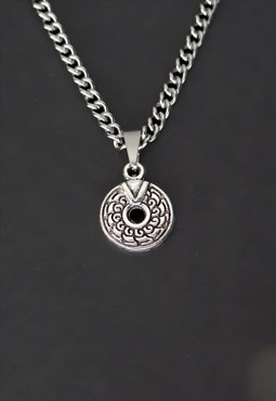 CRW Silver Bohemian Pattern Coin Necklace 