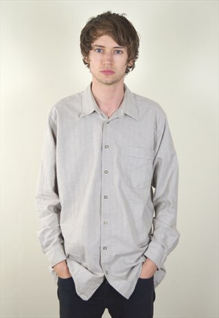 90S VINTAGE LIGHT BROWN FLANNEL SHIRT
