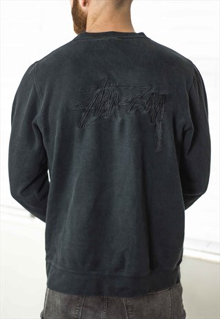 VINTAGE STUSSY SWEATSHIRT JUMPER LOGO 90S M 13.6