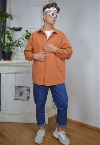 VINTAGE ORANGE STRIPED CLASSIC SHIRT