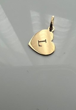 9ct yellow gold cz heart personilised charm, letter charm 