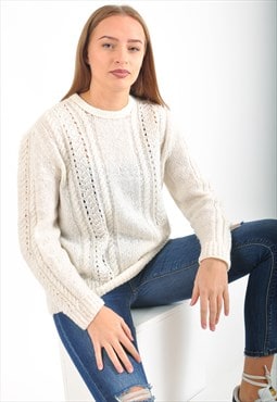 Vintage crew neck knitwear jumper in white
