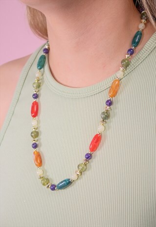 VINTAGE MULTI COLOURED BEAD NECKLACE