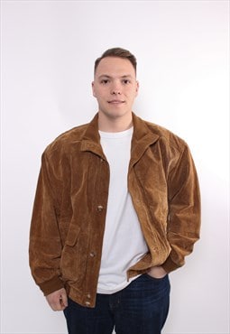 Vintage 90s leather bomber, suede jacket, brown leather 