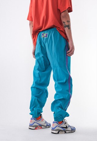 VINTAGE NIKE TRACKSUIT JOGGER PANTS 90S TURQUOISE BLUE
