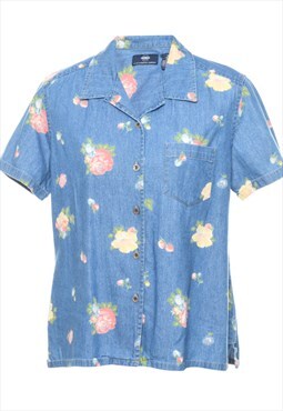 Vintage Liz Claiborne Floral Denim Shirt - M