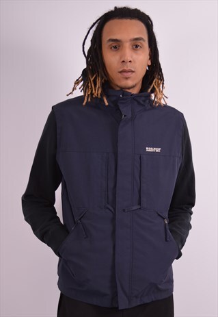 WOOLRICH MENS VINTAGE GILET XL NAVY BLUE 90S