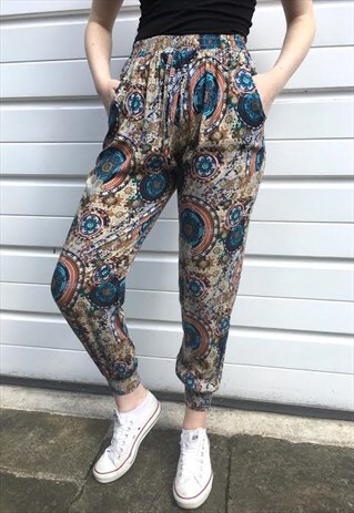 WOMENS VINTAGE BOHO FESTIVAL LOOSE HARLEM PANTS TROUSERS