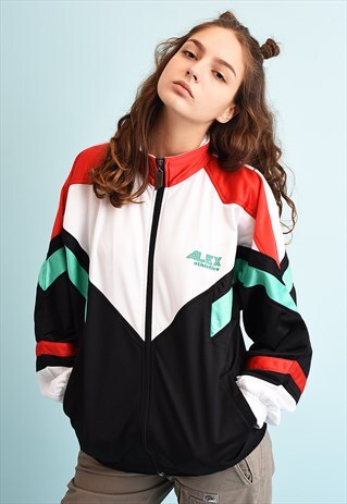 90'S RETRO SPORTS TRACKSUIT COLOUR BLOCK ATHLEISURE JACKET
