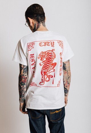 FLAASH LUCKY STRIPE GRAPHIC T-SHIRT WHITE