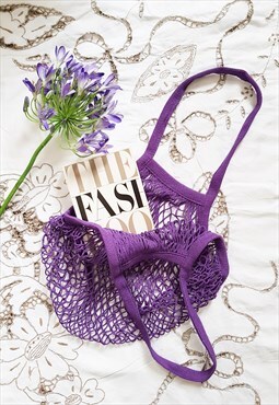 Purple Cotton String Shoulder Bag