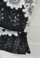 VINTAGE FLEECE RETRO PATTERN GREY/BLACK LADIES MEDIUM