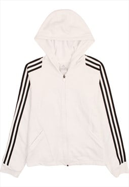 Vintage 90's Adidas Hoodie Striped Sleeves Full Zip Up White