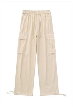 Cargo joggers utility pants skater beam trousers in cream