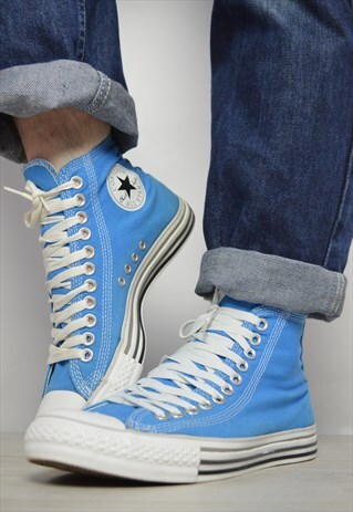 VINTAGE 90S CONVERSE BLUE HI-TOPS TRAINERS SNEAKERS GRUNGE