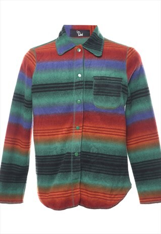 BEYOND RETRO VINTAGE LEE STRIPED FLEECE MATERIAL SHIRT - M