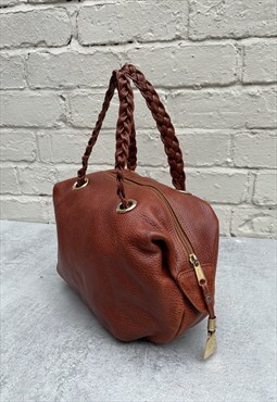 Soft Tan Leather Small Bowling Bag