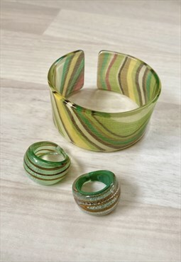 Y2K Resin Rings & Bangle Set