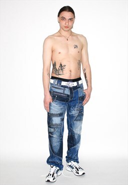 Vintage Y2K reworked straight jeans in blue