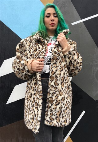 VINTAGE FAUX FUR LEOPARD PRINT JACKET