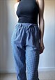 VINTAGE BLUE CHECK LIGHTWEIGHT TROUSERS SIZE S-M 