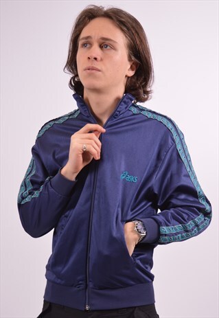 VINTAGE ASICS TRACKSUIT TOP JACKET BLUE