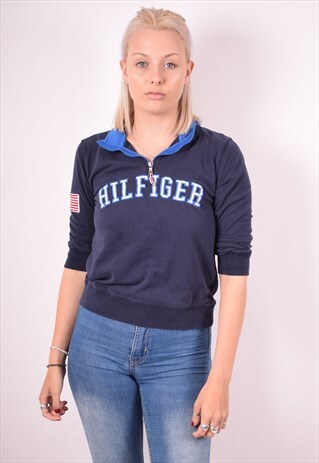 TOMMY HILFIGER WOMENS VINTAGE SWEATSHIRT JUMPER MEDIUM NAVY