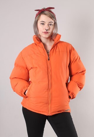 VINTAGE 90S ORANGE OUTDOOR PUFFER JACKET COAT