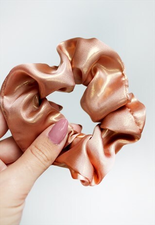 ROSE GOLD METALLIC SATIN HAIR BAND SCRUNCHIE