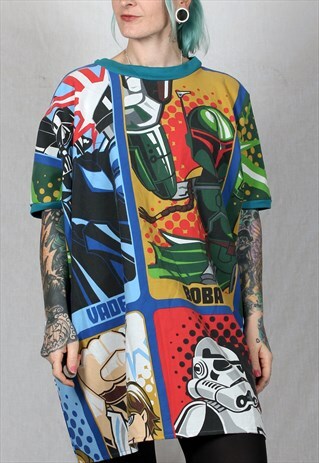STAR WARS CARTOON HANDMADE OVERSIZED TSHIRT DRESS