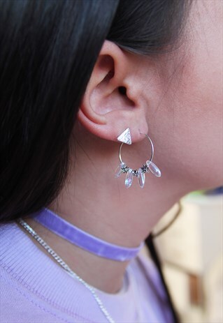 IRIDESCENT TEARDROP AND STAR HOOPS