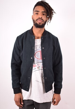 MENS VINTAGE BOMBER JACKET SMALL GREEN 90S