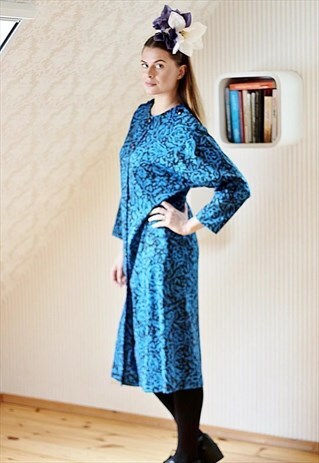 BLUE AND BLACK VINTAGE DRESS