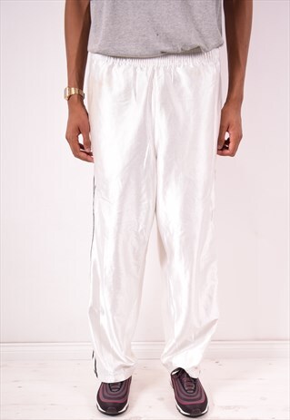 NIKE MENS VINTAGE TRACKSUIT TROUSERS MEDIUM WHITE 90S