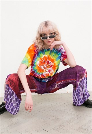 VINTAGE T-SHIRT TIE DYE COLORFUL MICKEY MOUSE LOGO DISNEY