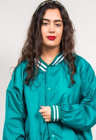 VINTAGE 90'S GREEN BASEBALL JACKET USA