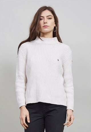 VINTAGE 90'S CREAM TURTLE NECK RALPH LAUREN JUMPER