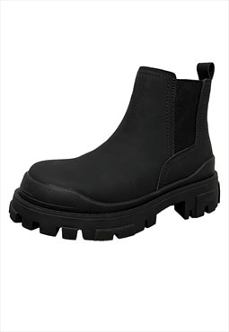 Monochrome boots tractor sole shoes platform ankle sneakers