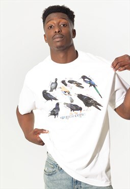 British Crows Unisex Printed T-Shirt in White
