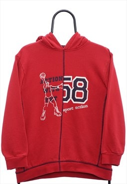 Vintage Sports Graphic Red Hoodie Womens